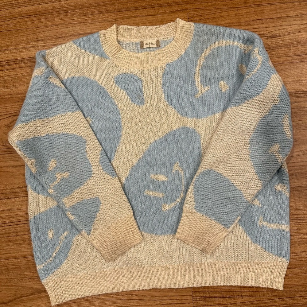 Blue smiley Altered State Sweater